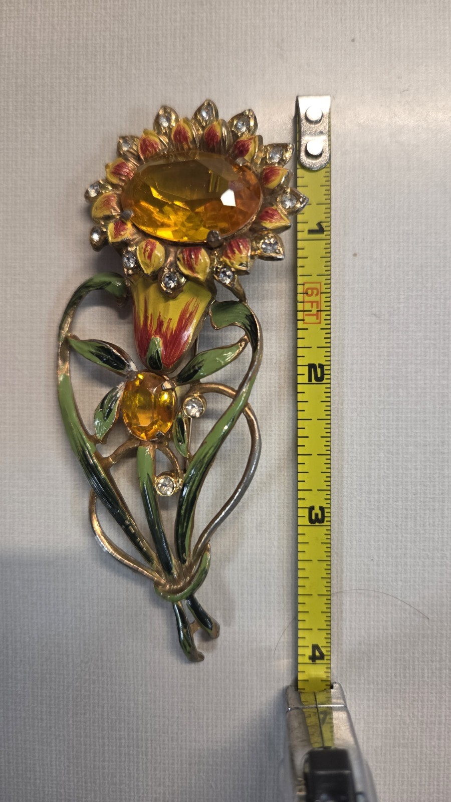Vintage 1930s-1950s Large Sun Flower Brooch Pin