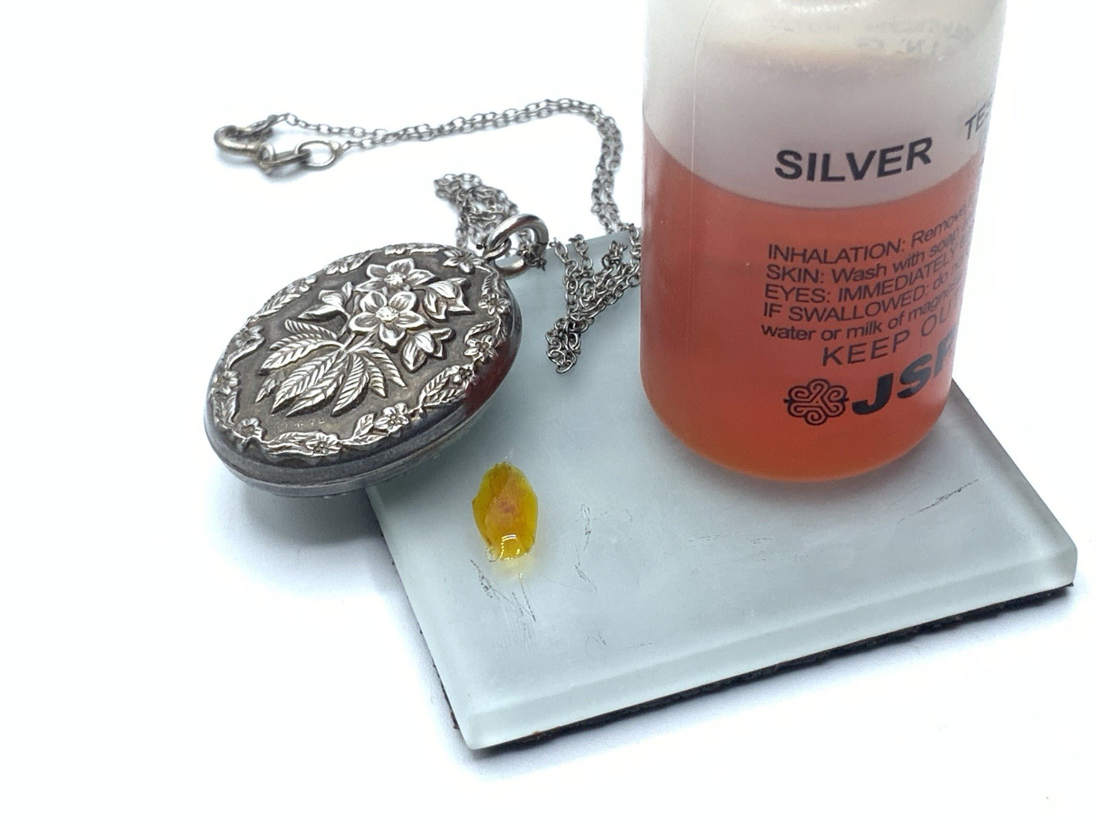 Vintage Sterling Silver 1978 Franklin Mint Flower Puffed Pendant 16” Necklace