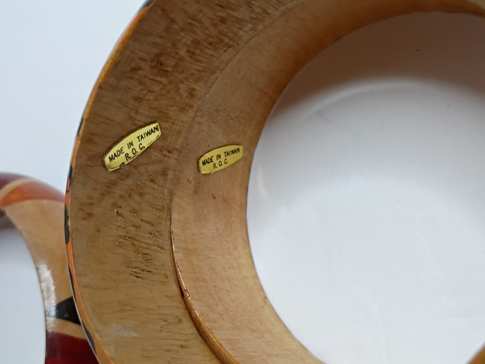 Lot Of 3 Vintage Wooden Bangle Bracelet Boho Chunky Bold Statement 1″ Thick Chee