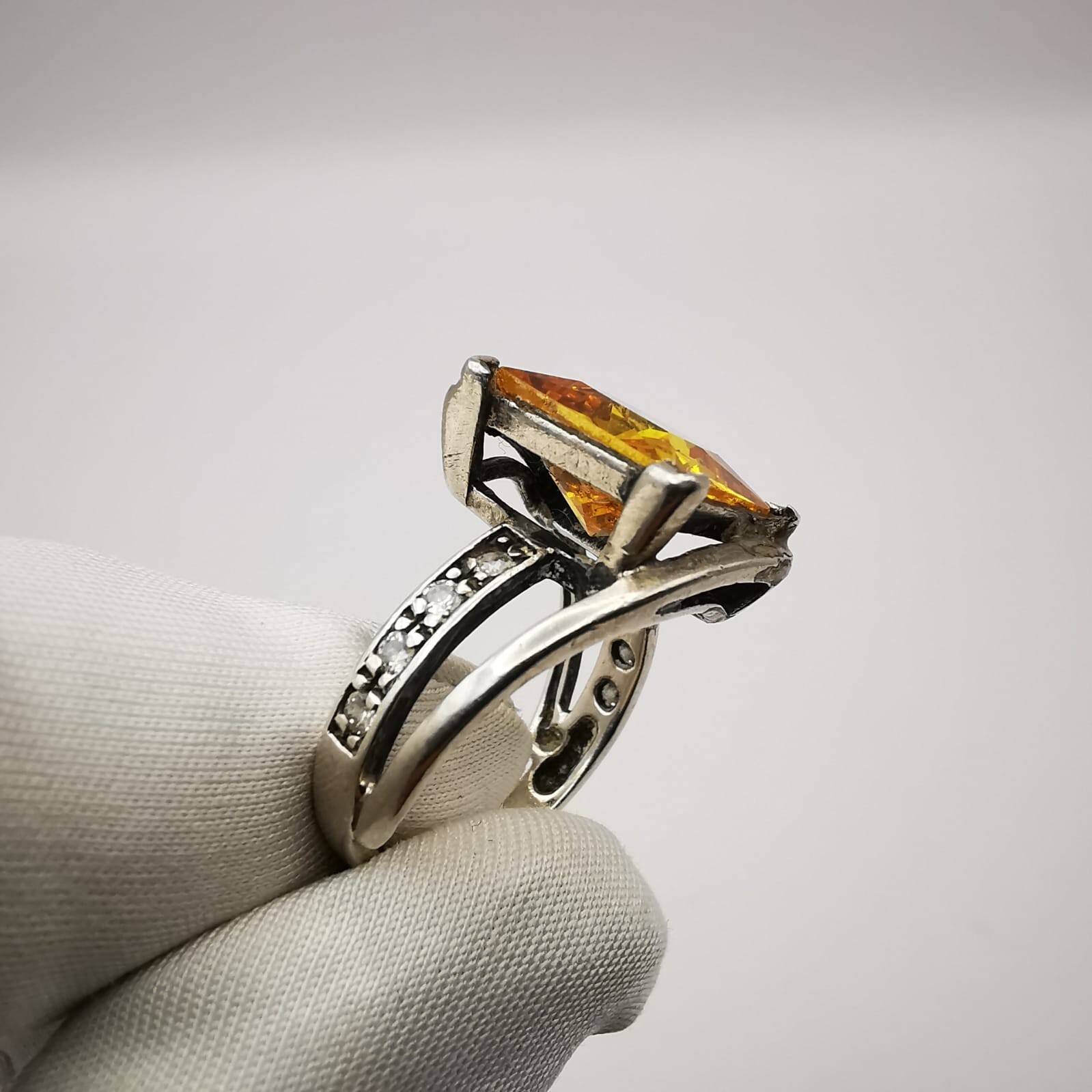 Vintage Unusual Set Earrings Ring Sterling Silver 925 , Women’s Jewelry Zirconia