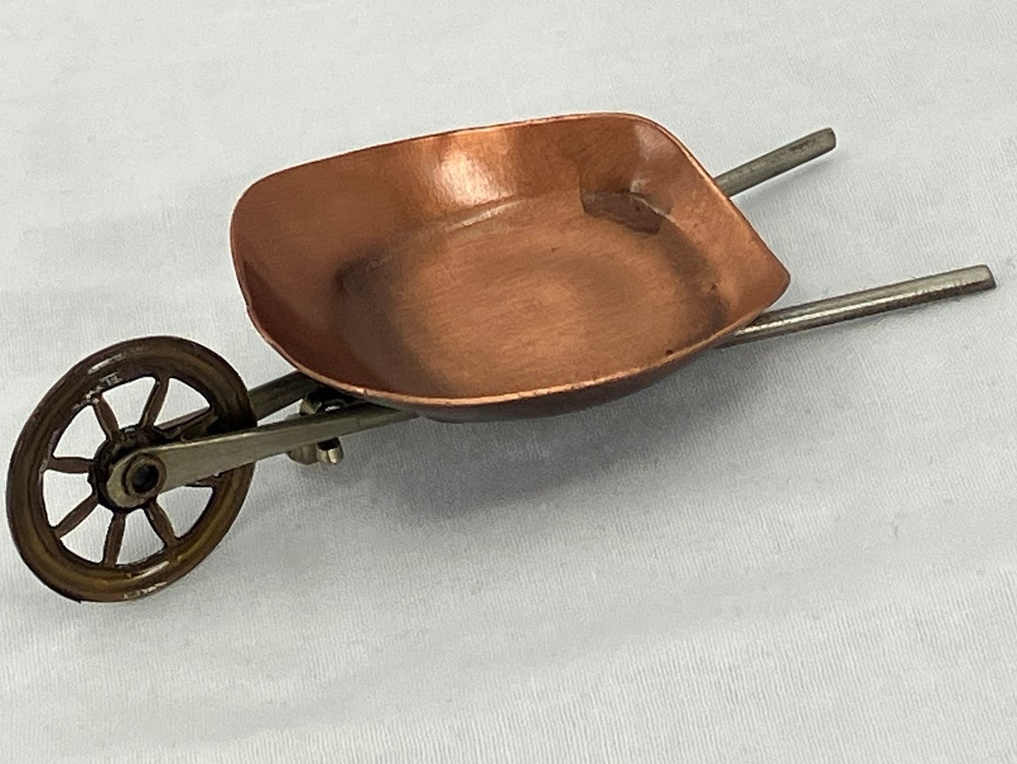Vintage Copper Wheelbarrow Brooch Movable 3″ Pin