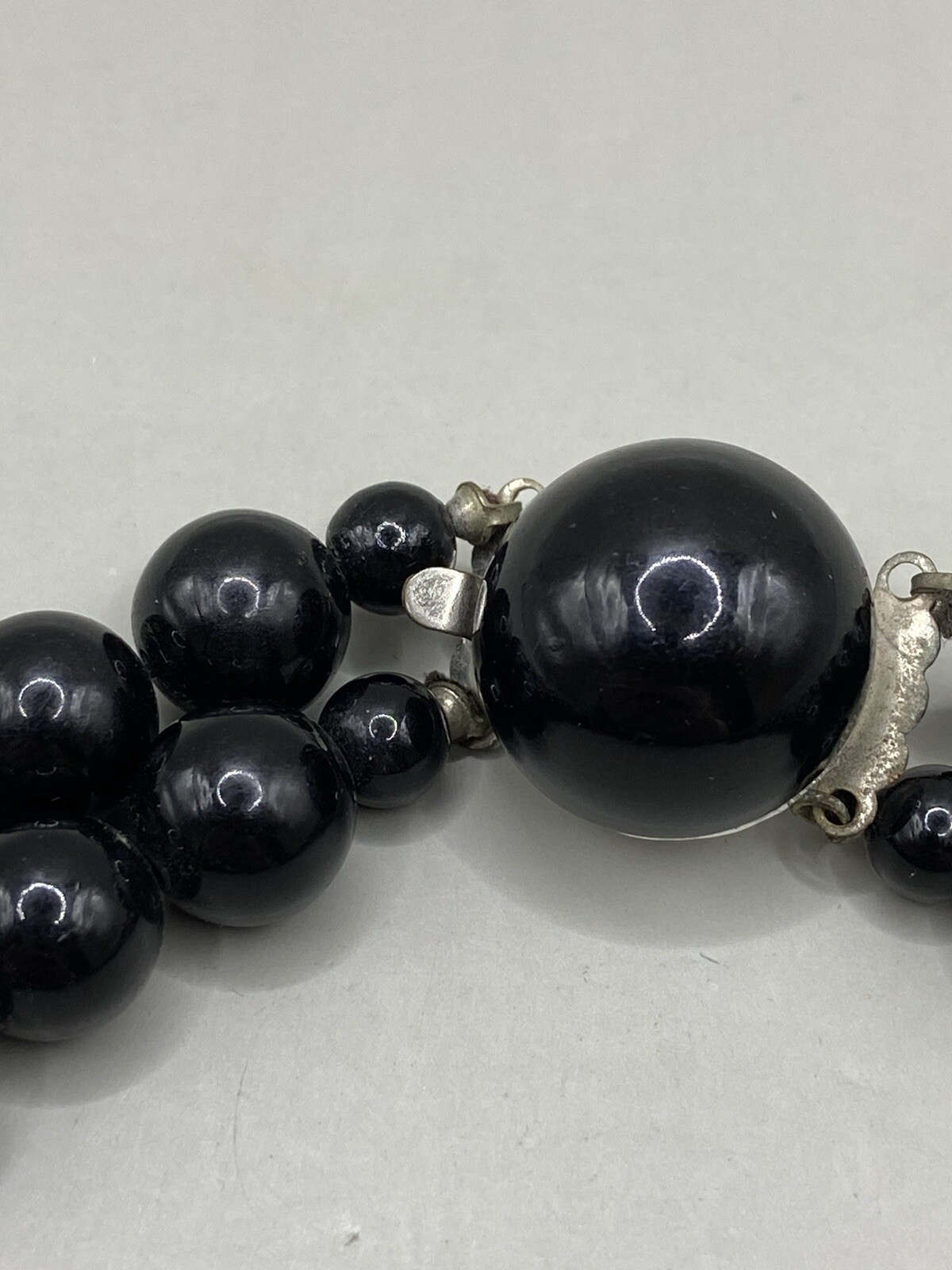 Vintage Classic Crystal Glass Faceted Bead 50/60s Necklace Black Japan