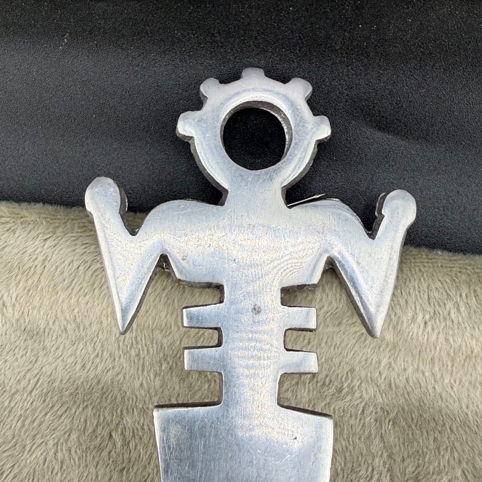Vintage Abstract Person Brooch Silver Tone