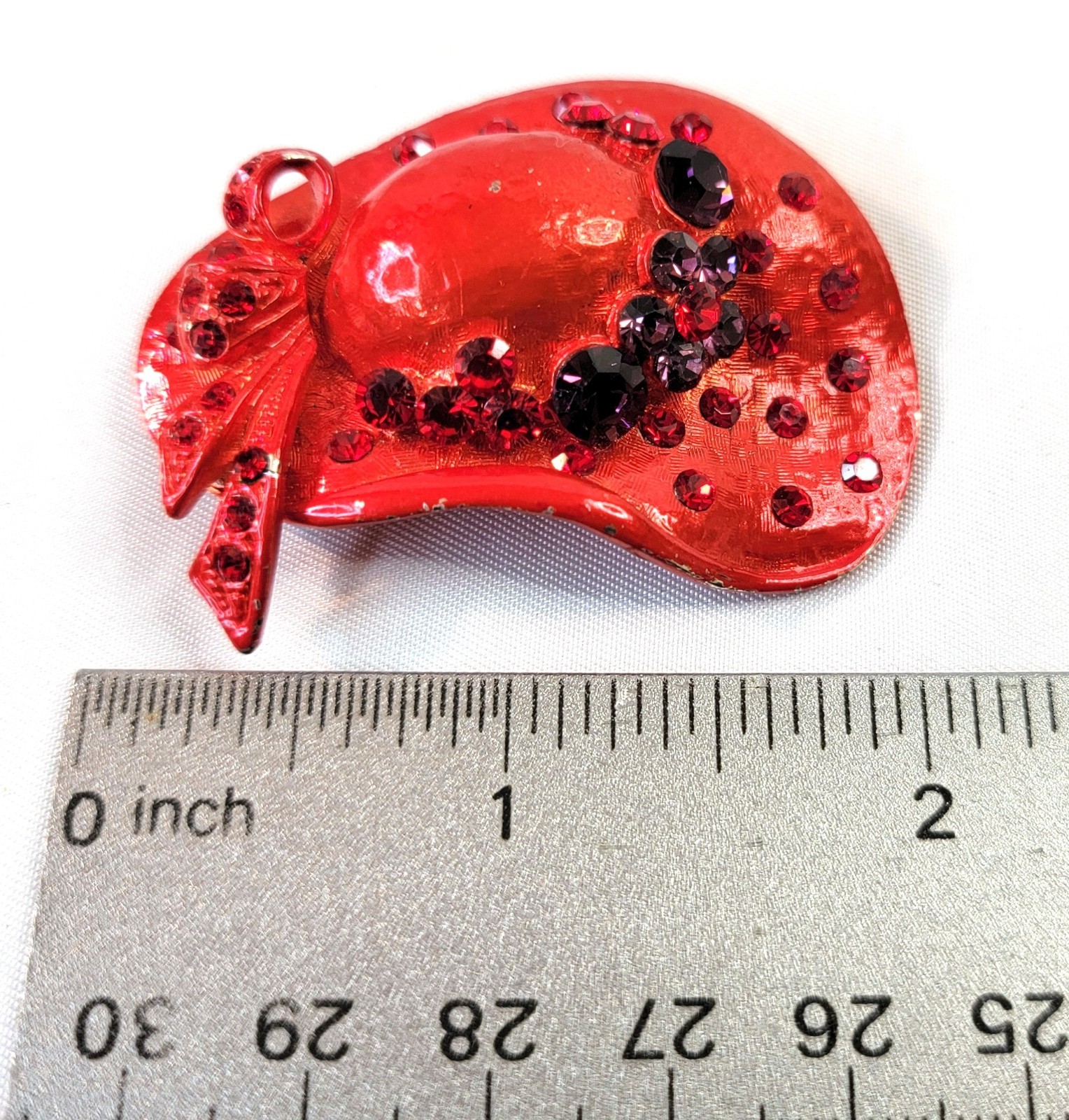 Ladies Fancy Red Hat Society Pin Brooch Rhinestone Ribbon Bow Grandma Princess