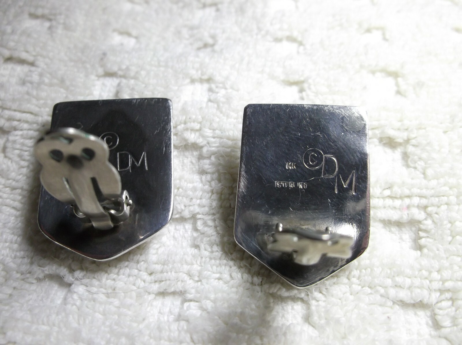DIAN MALOUF Sterling Silver & 14K Gold RHODOCHROSITE Clip Earrings