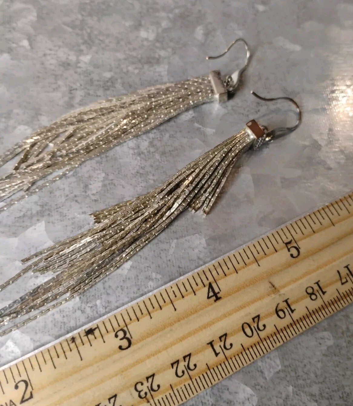 Designer HENRI BENDEL Dazzling 6″ Cascade Waterfall Silver Tone Earrings w/Bag!