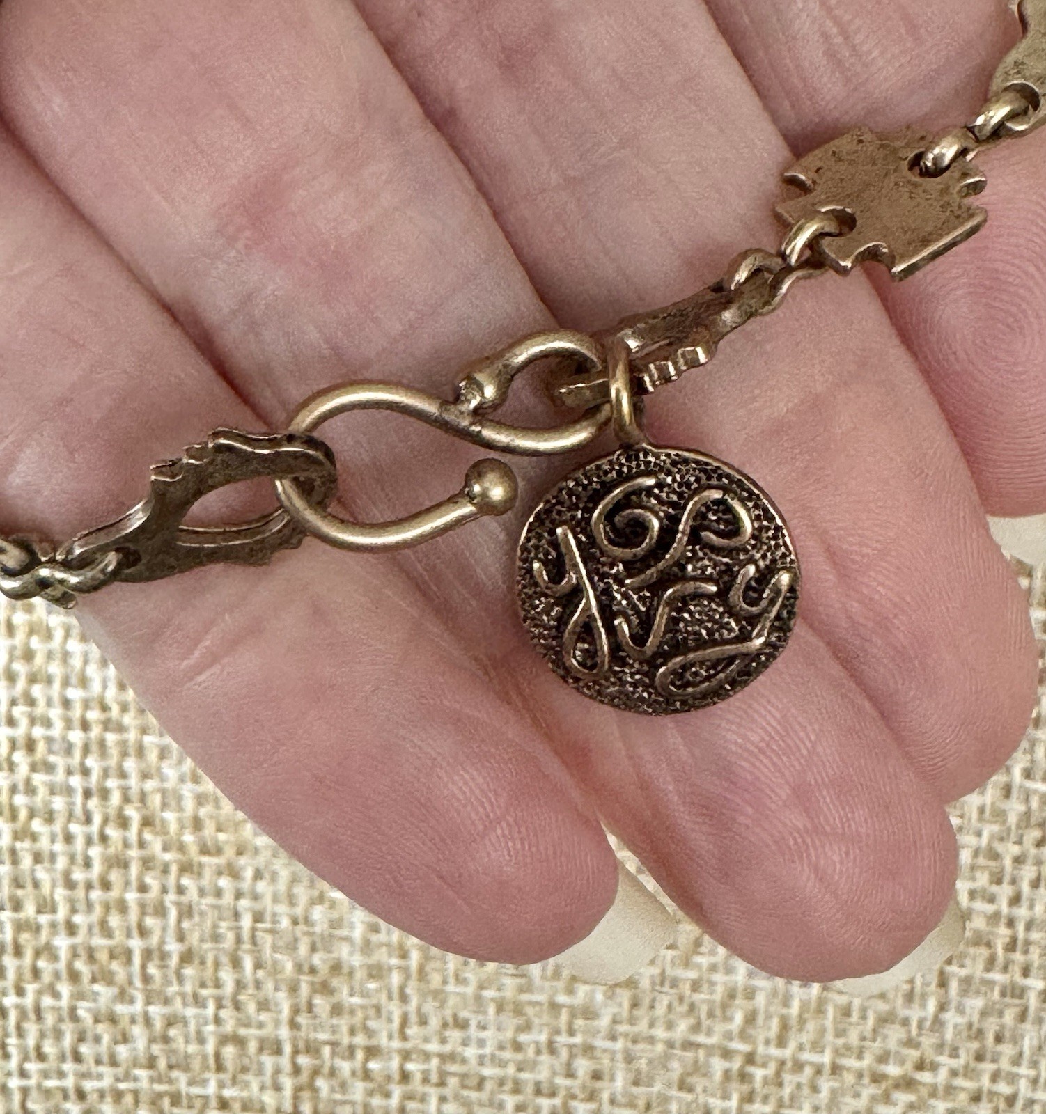 Vintage Bohemian Articulated Fish Pendant Heavy Link Chain. Gypsy Hand Made
