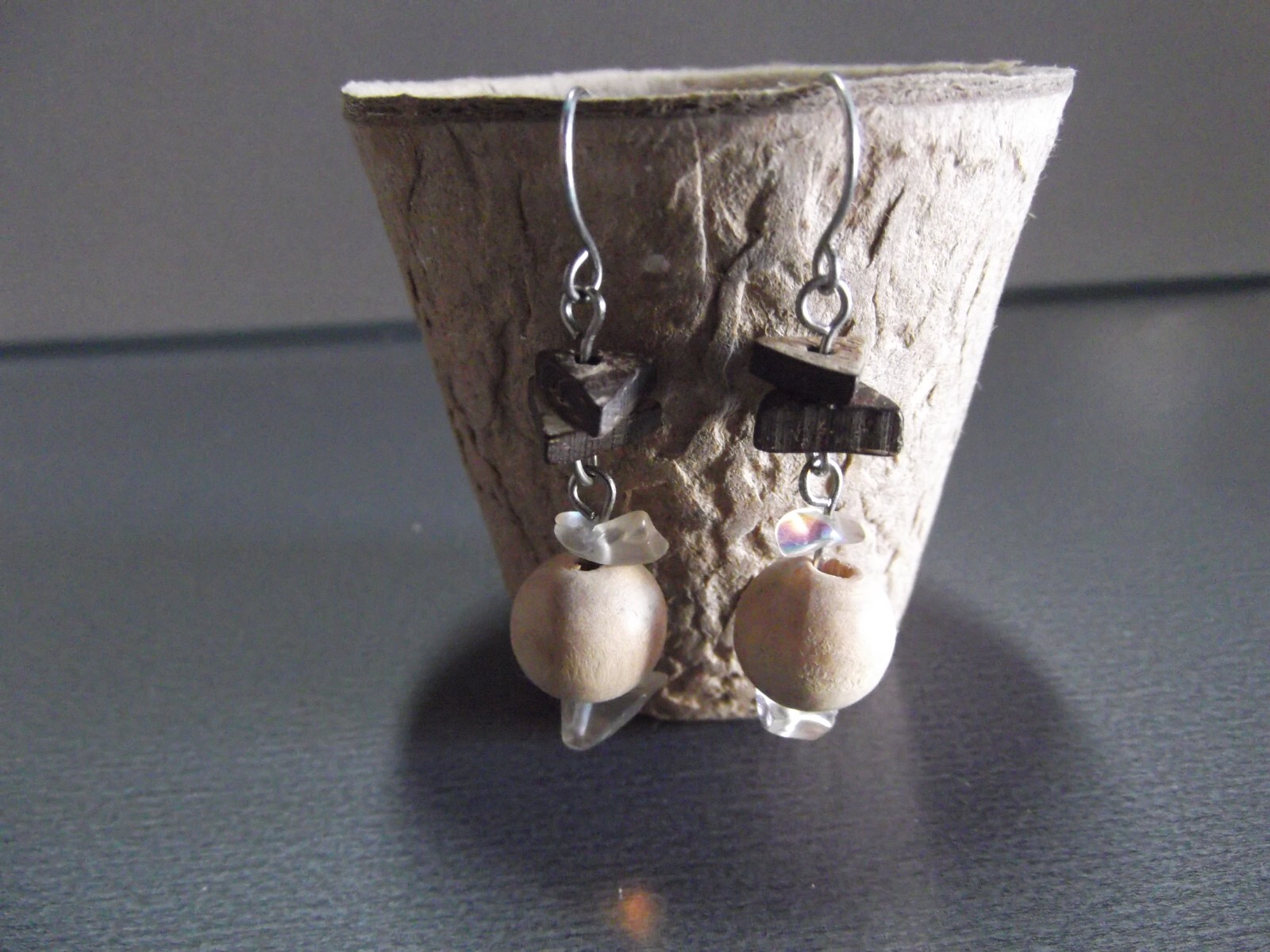 1 Pair Old 2″in Wood Different Shapes Danglers