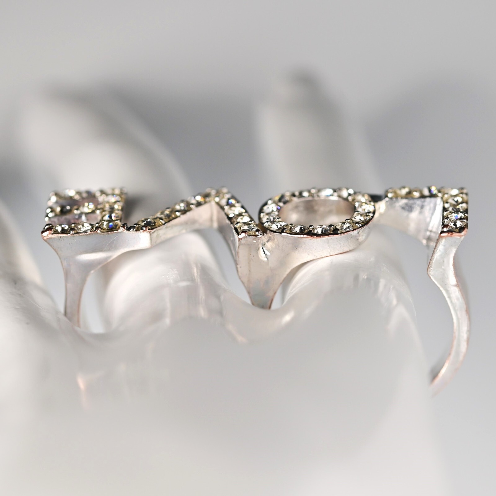 LOVE Letter Original Vintage Rhinestone Designer Cubic Zirconia Dual Estate Ring