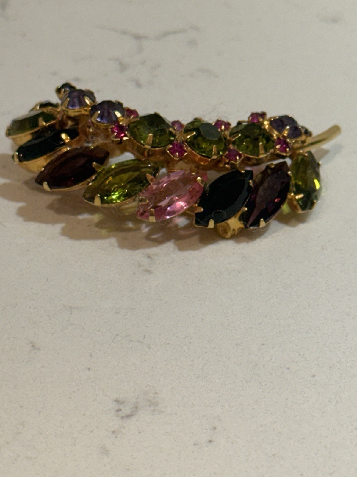 Vintage Juliana D&E Rhinestone Brooch Spring Watermelon Stunning Leaf Brooch Pin