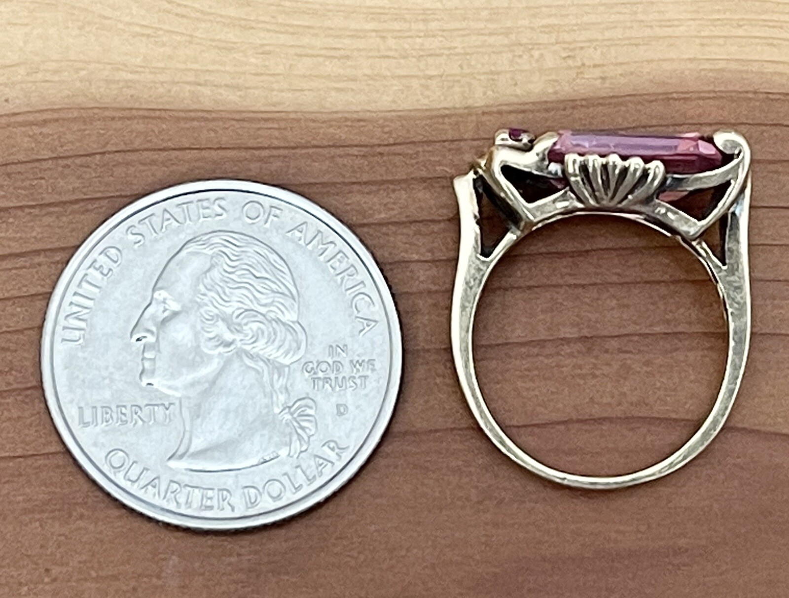 Vintage Retro 40’s-50’s 10K Yellow Gold Topaz, Ruby Stone Cocktail Ring Size 6.5