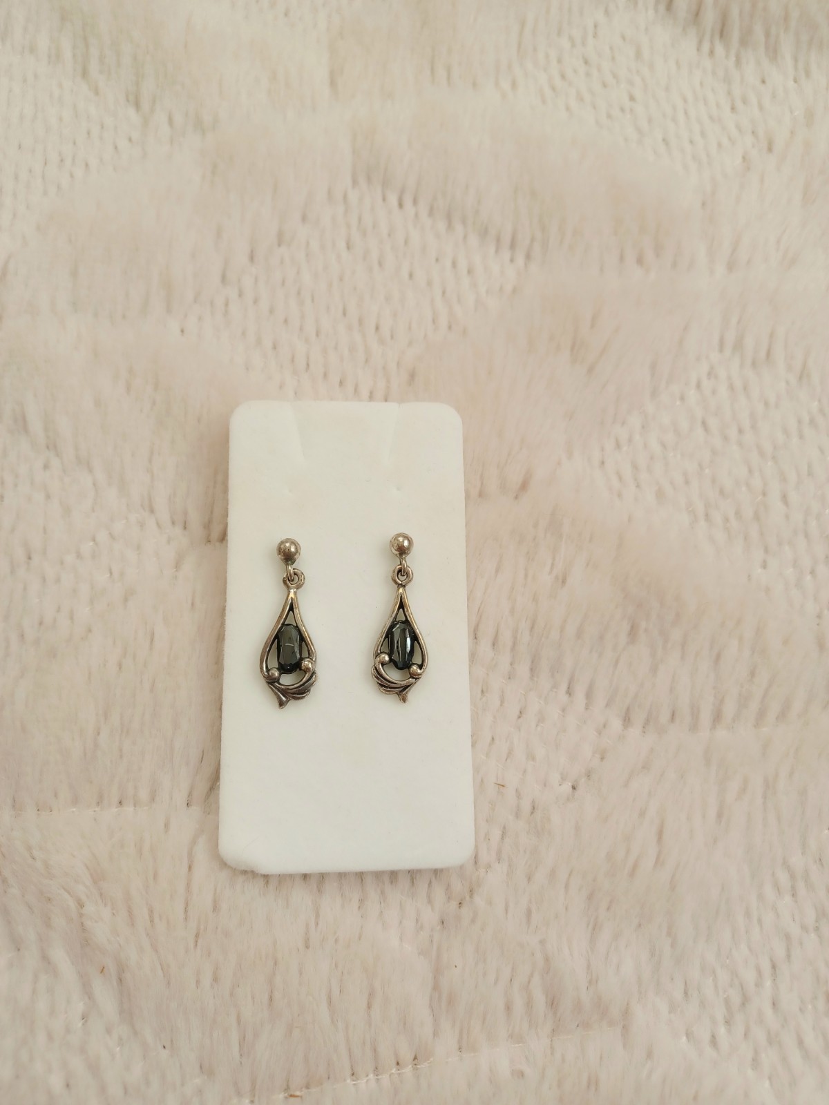 Vintage Y2K 2000’s Style Sterling Silver Hematite Dangle 925 Earrings Estate