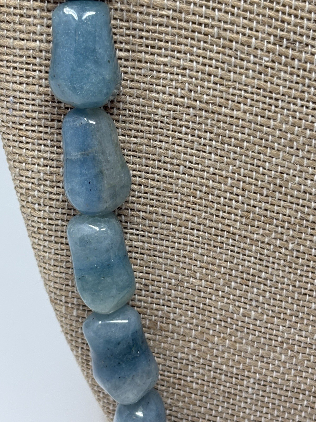 Vintage Aquamarine Nugget Bead Necklace 12K Gold Filled Clasp 17” Blue Beryl