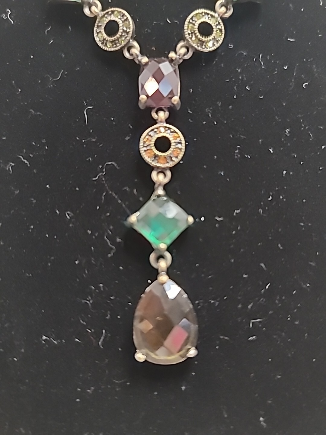 BEAUTIFUL MULTI COLORED CRYSTALS DROP NECKLACE FASHION Y-DROP 16″ W/3″ EXTENDER