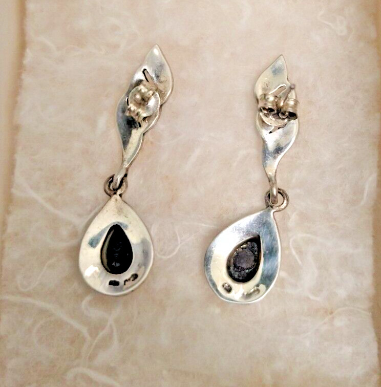 Vintage CW 925 SS/Onyx/Marcasite Dangle Earings