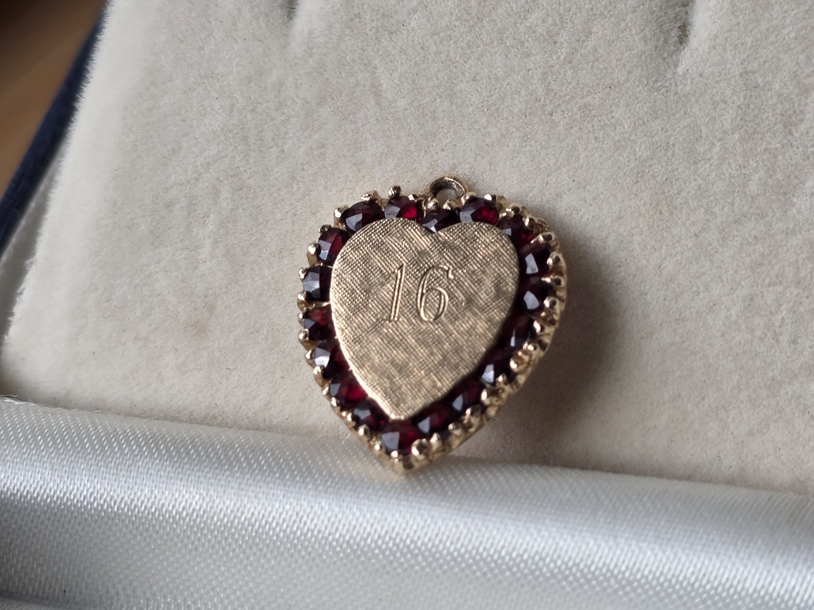 14k Gold Lucien Piccard Vintage Heart-Shaped Pendant Charm with Garnets