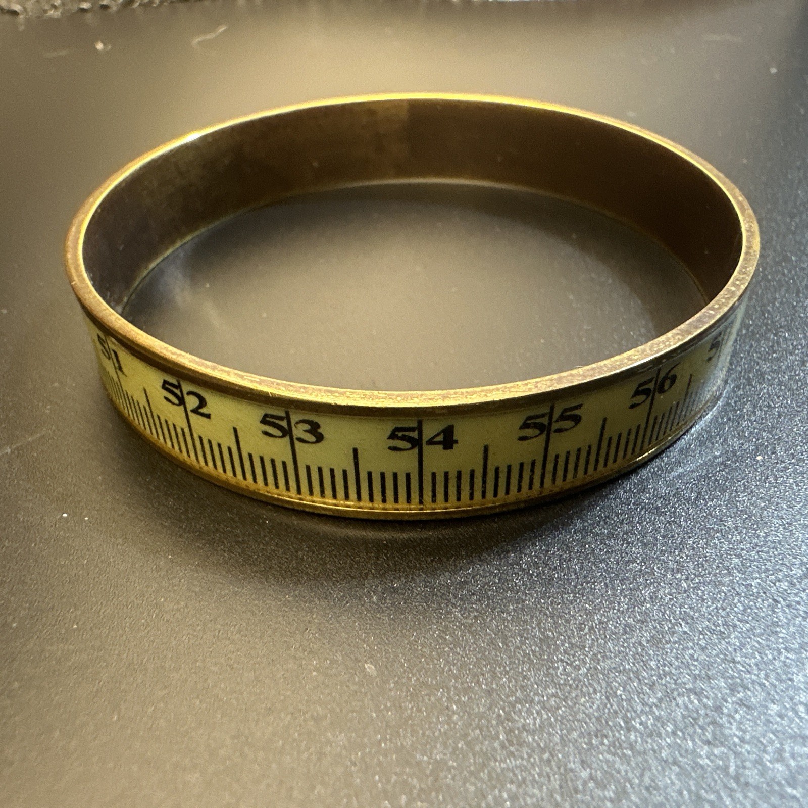 Brass Tone Bangle Ruler Measuring Tape Design Vintage