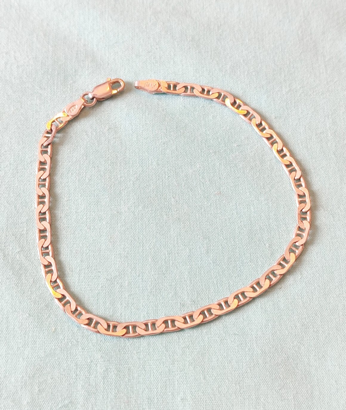 Vintage Italy Sterling Silver 925 Mariner Chain Bracelet 8″