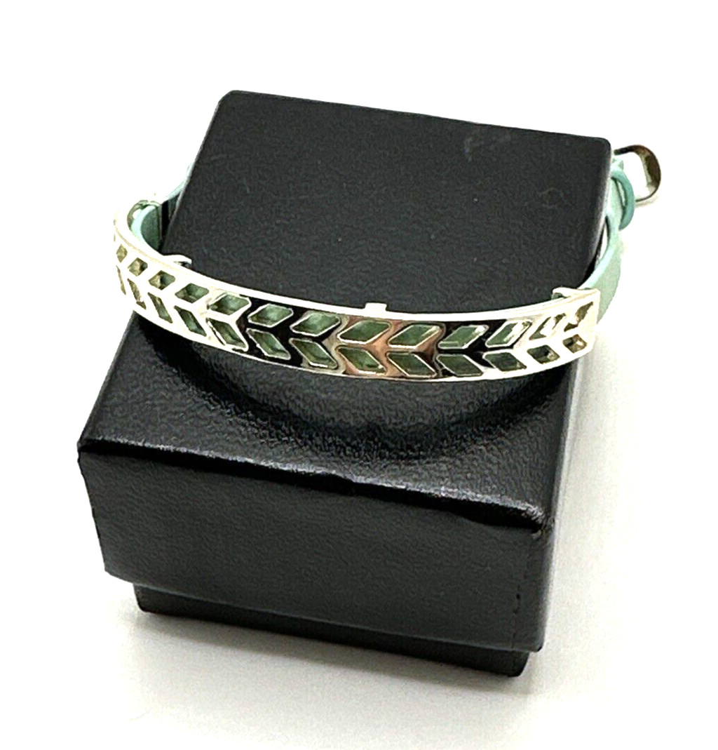 STELLA & DOT Blue Leather Wrap Bracelet Inspirational BELIEVE Statement 8″ NWOT