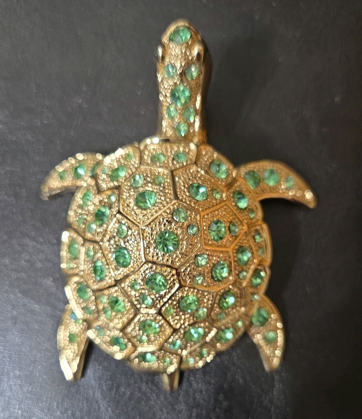 New Vintage Green Turtle with green rhinestones around it .25 .00 Dollars. New