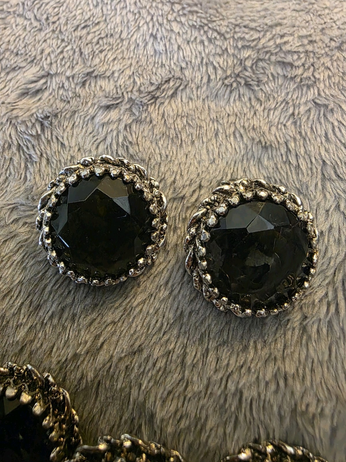 Silver And Black Grey Earrings And Bracelet