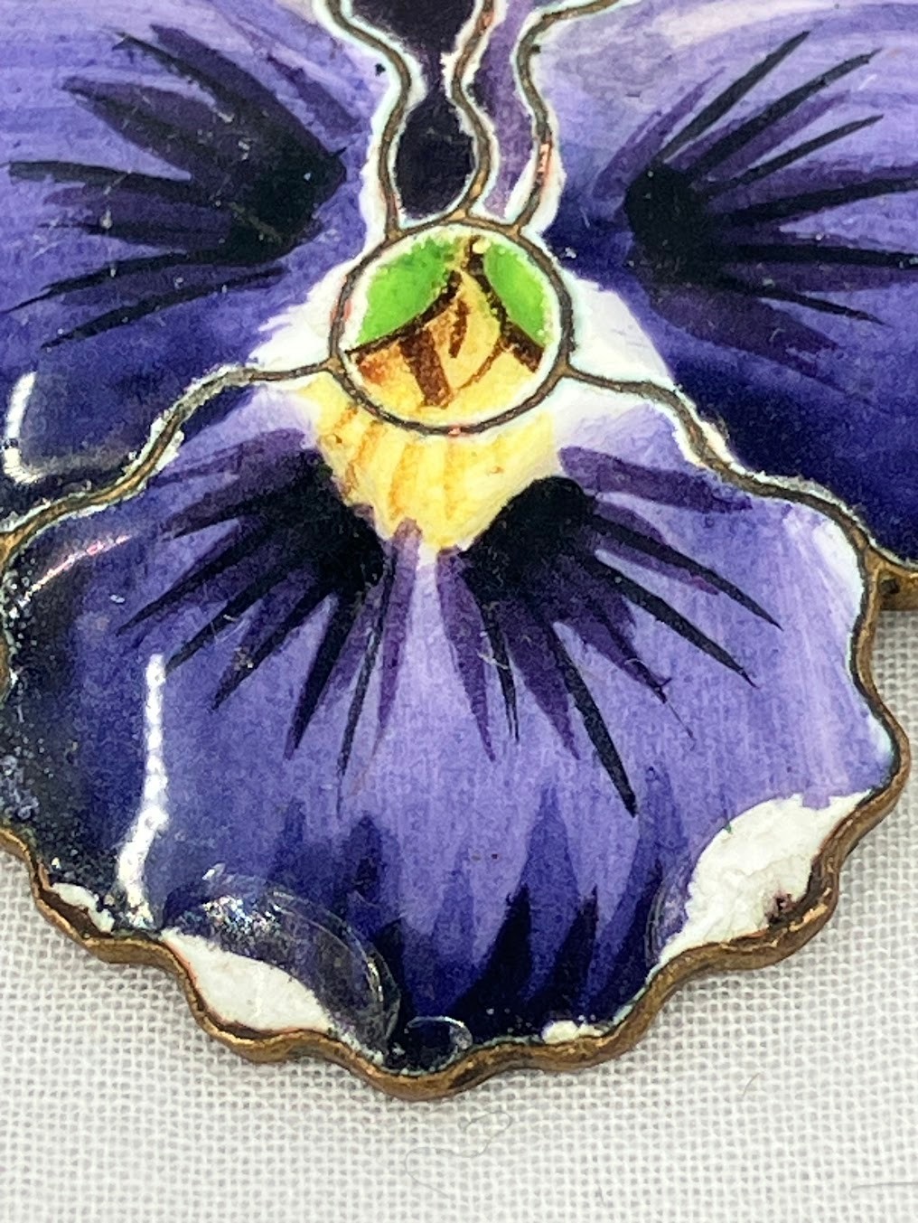 Vintage Enamel Pansy Brooch Flower Shaped Pin