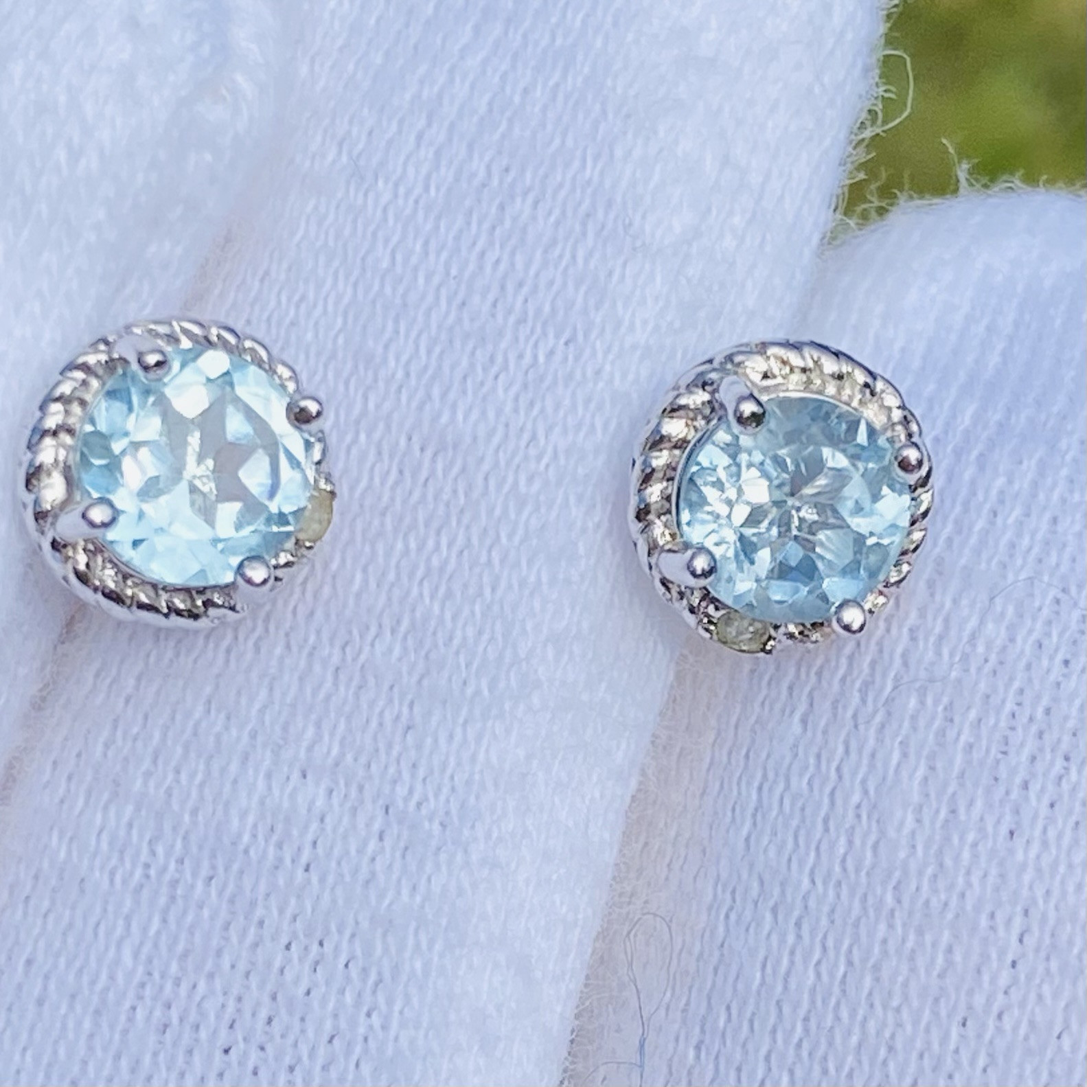 Dee Berkley DBJ Sterling Silver 925 & Blue Topaz Stud Earrings