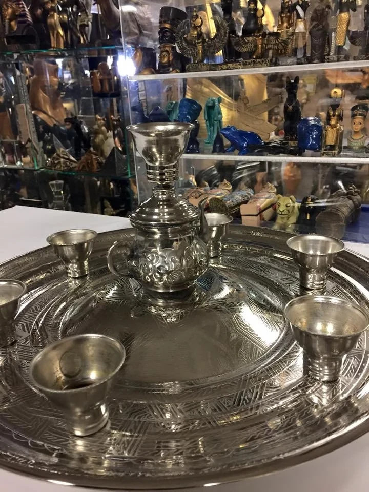 Egyptian Brass ( Silver Plated ) Belly Dance Shemadan Candle Tray Made in Egypt