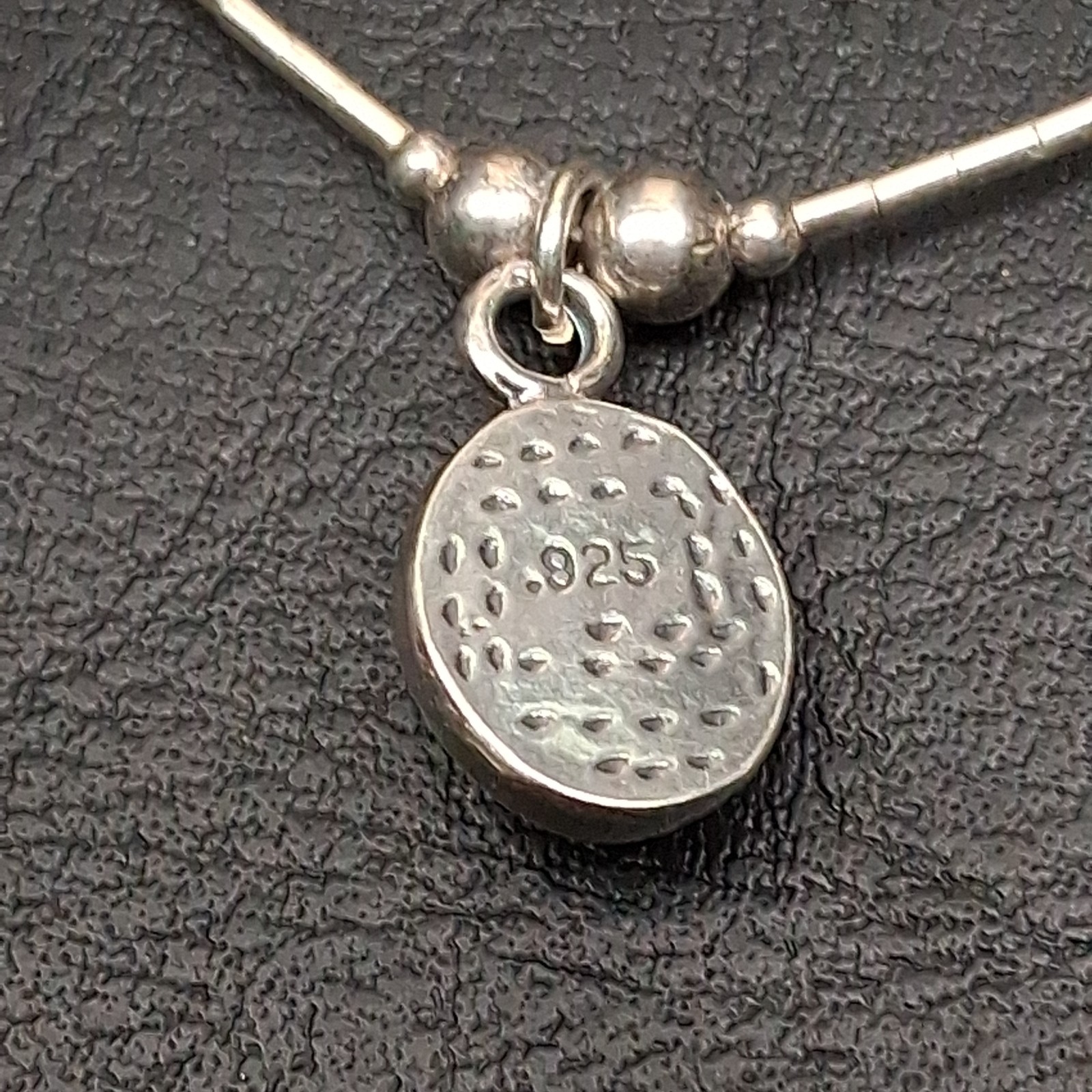STERLING SILVER 925 Station Necklace Whit Opal Pendent. 17.976