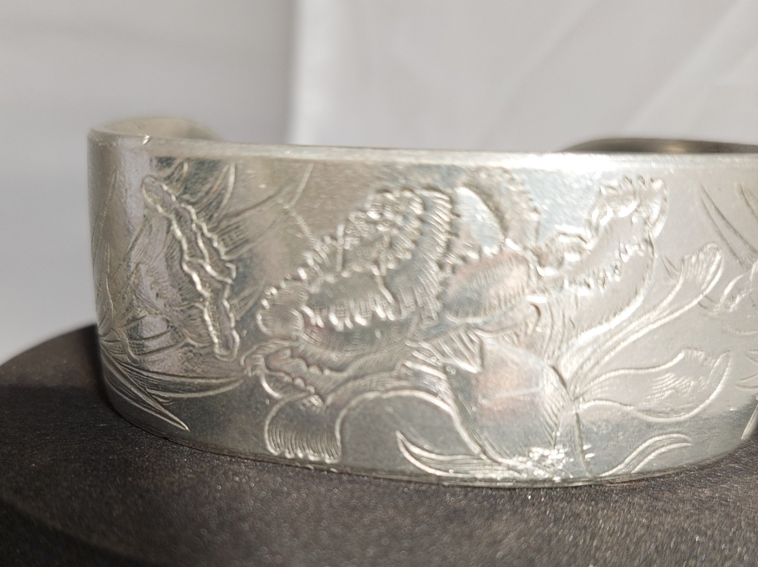 5 Vintage Pewter Birth Month by Flower Cuff Bracelets, Salisbury Pewter