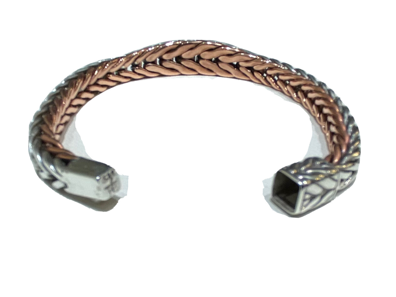 John Hardy sterling silver & copper spiga wheat chain bracelet, 5mm width.