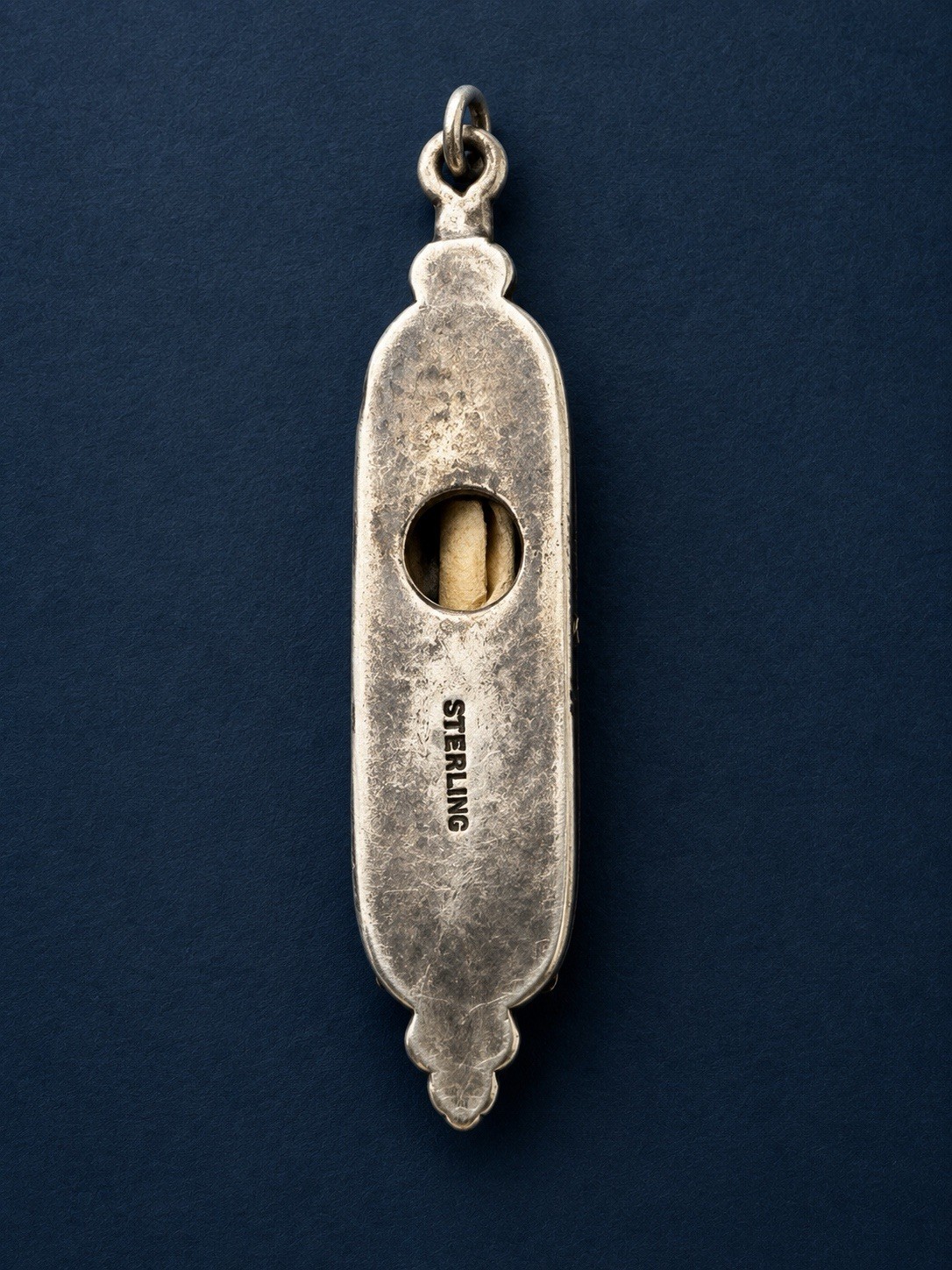 Antique 1900s RARE Judaica Sterling Silver Mezuzah Pendant Hebrew Scroll Amulet
