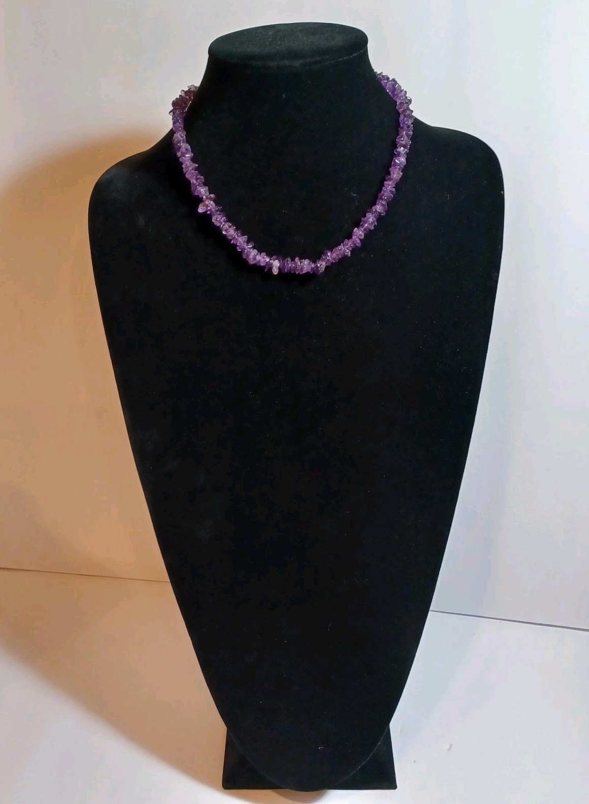 Amethyst Chip Bead Vintage Necklace 17.5 Inch