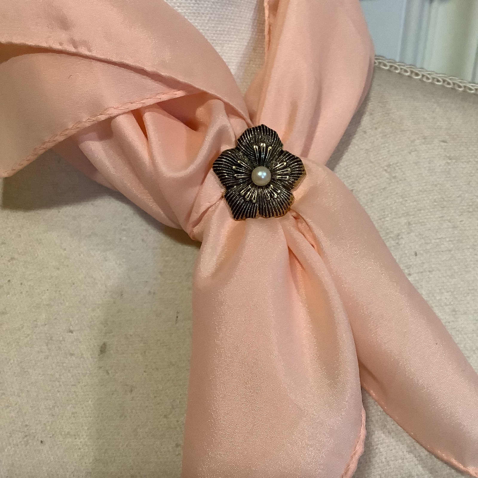 sold Individually – Vintage ornate scarf clips Celluloid metal – Details Below!