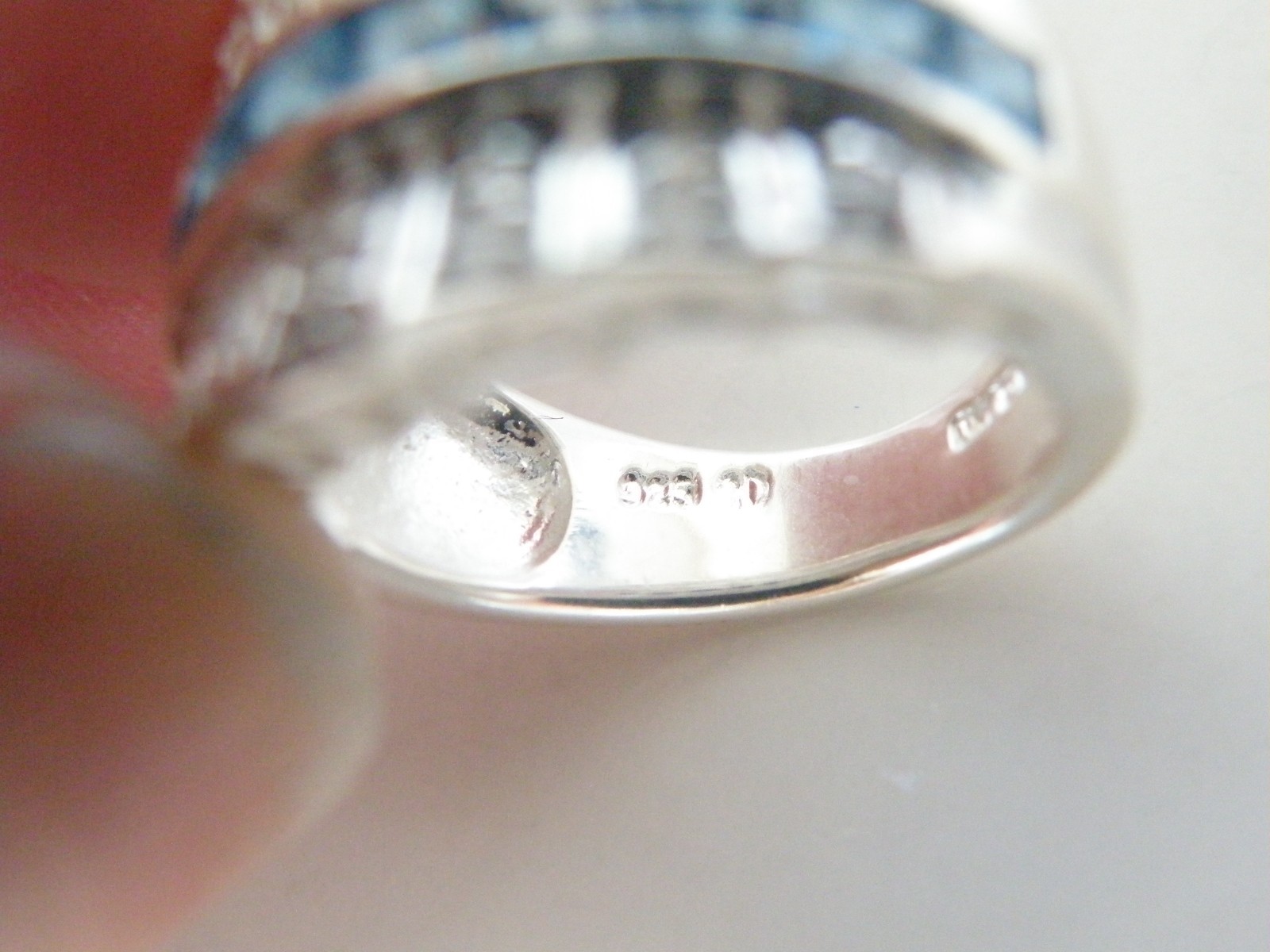 Vintage Sterling Silver 925 Channel Set Natural Heated Blue Topaz Ring Size 6
