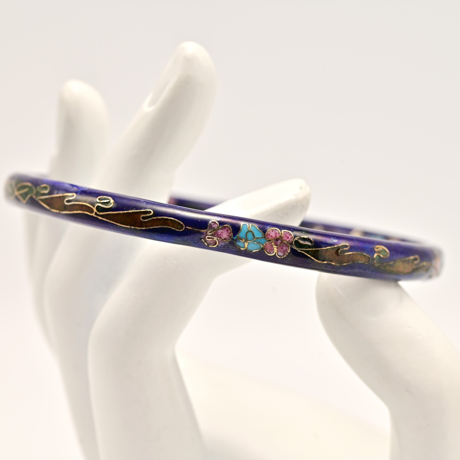 Chinese Vintage Original Enamel Cloisonne Asian Champleve Estate Bangle Bracelet