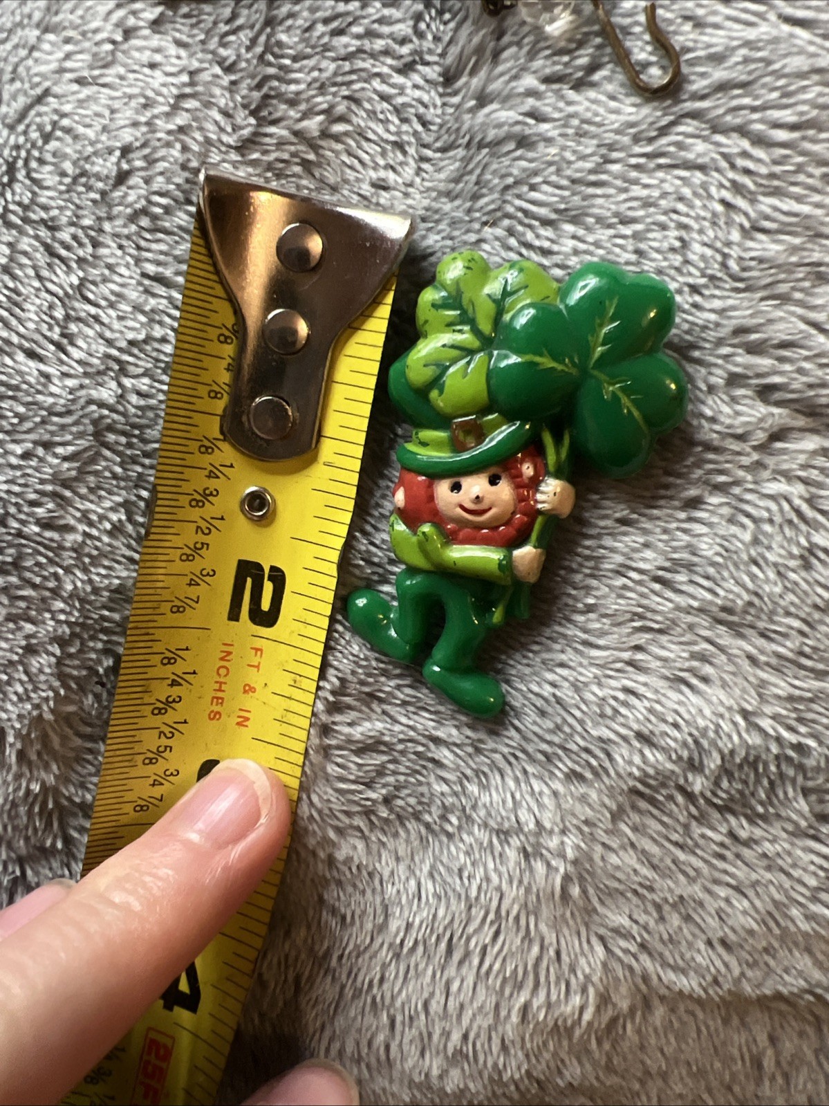 Vintage 1970s/80s Gibson Greeting Cards Leprechaun Shamrock Pin Brooch Kitsch