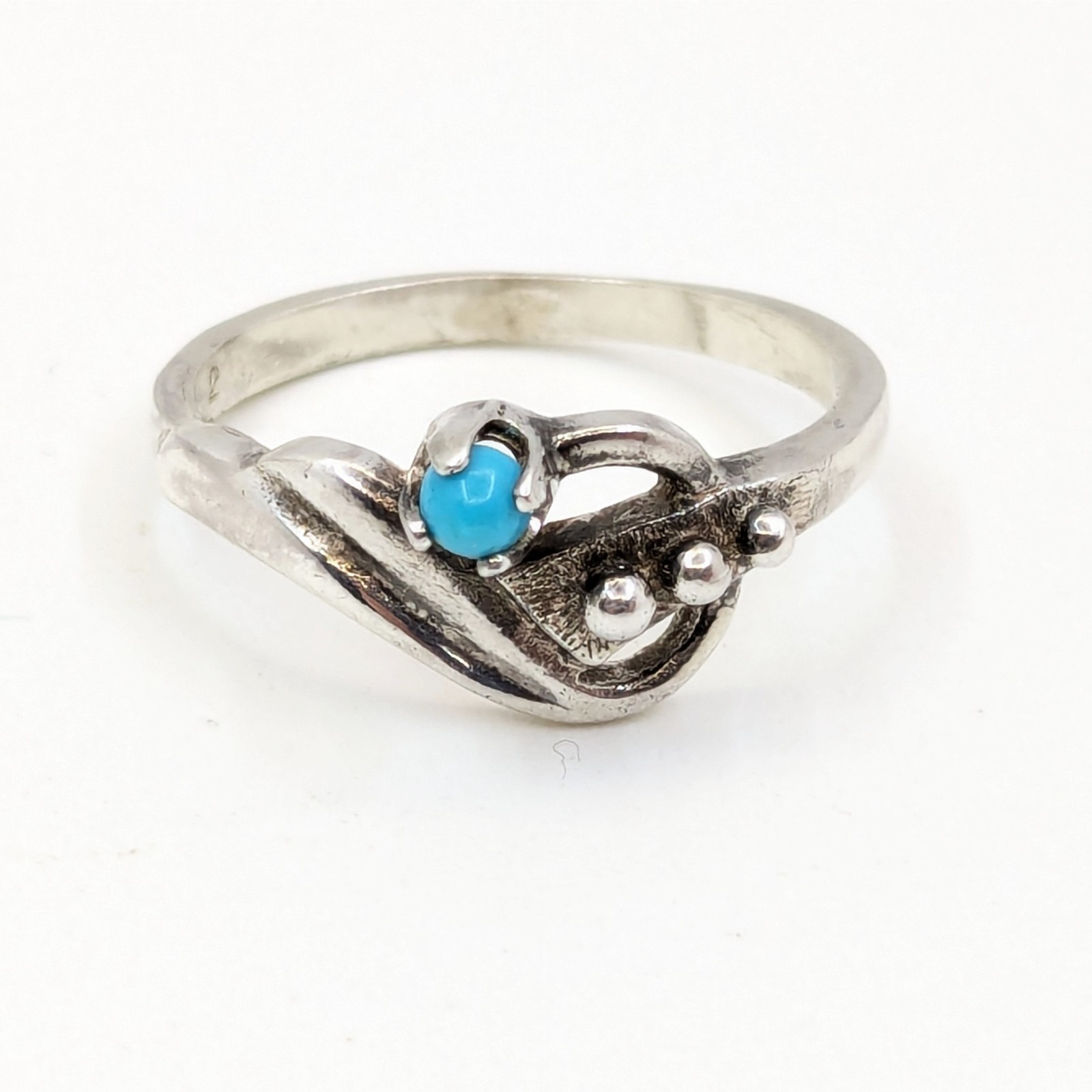 Vintage Soviet RING Silver⭐925 mark USSR with Turquoise-size: 8.5US (18.5mm) #19
