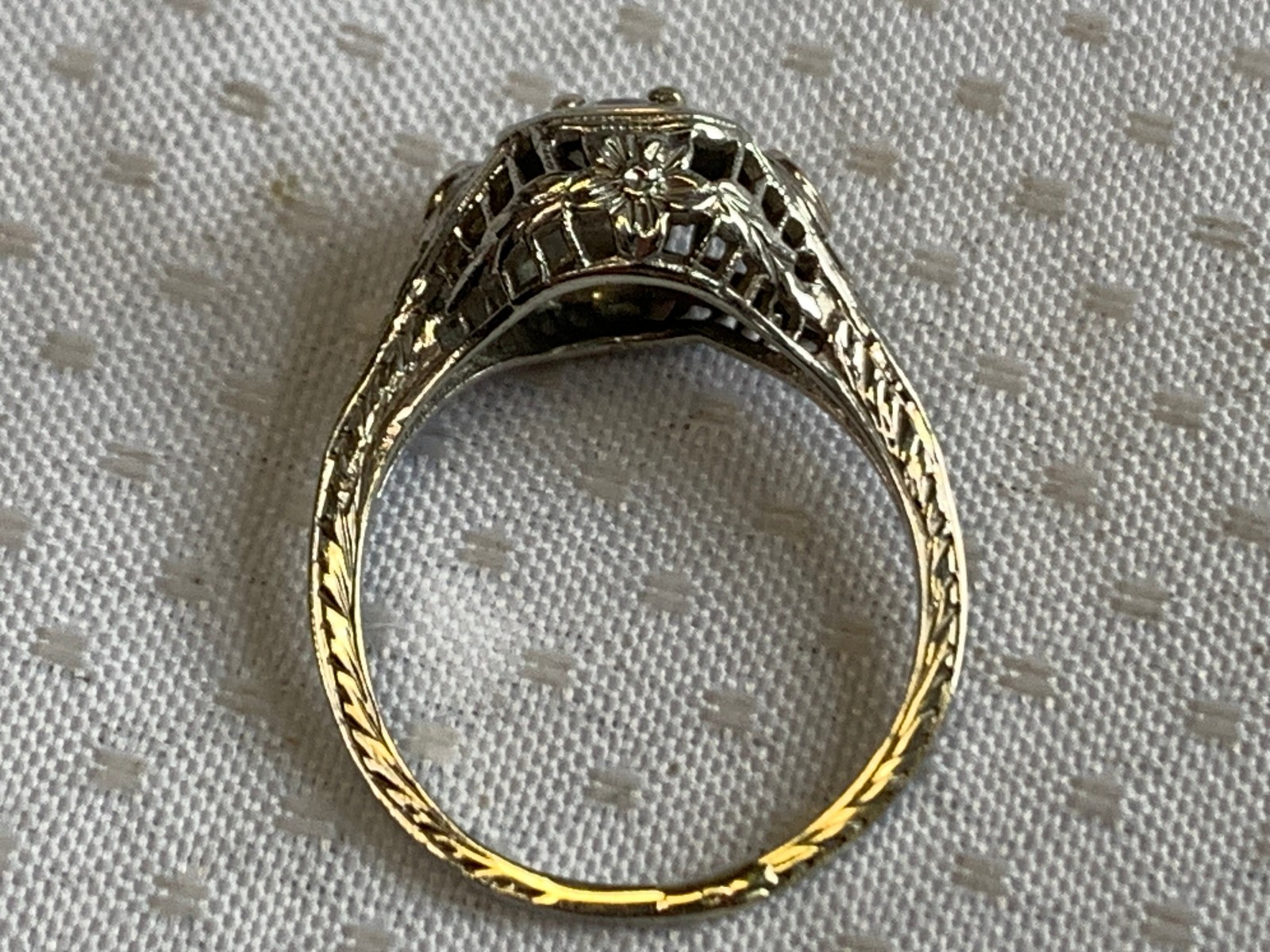 Vtg White Gold Diamond Ring 2.55g Fine Jewelry Size 5.25 Band Clear Stone *READ*
