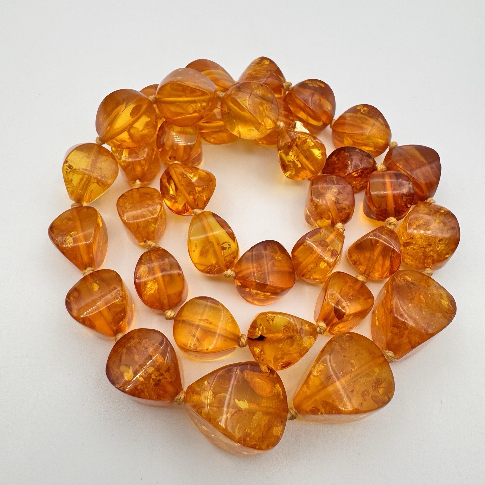 Authentic Honey Baltic Amber Necklace with 14k Solid Gold Clasp~25″