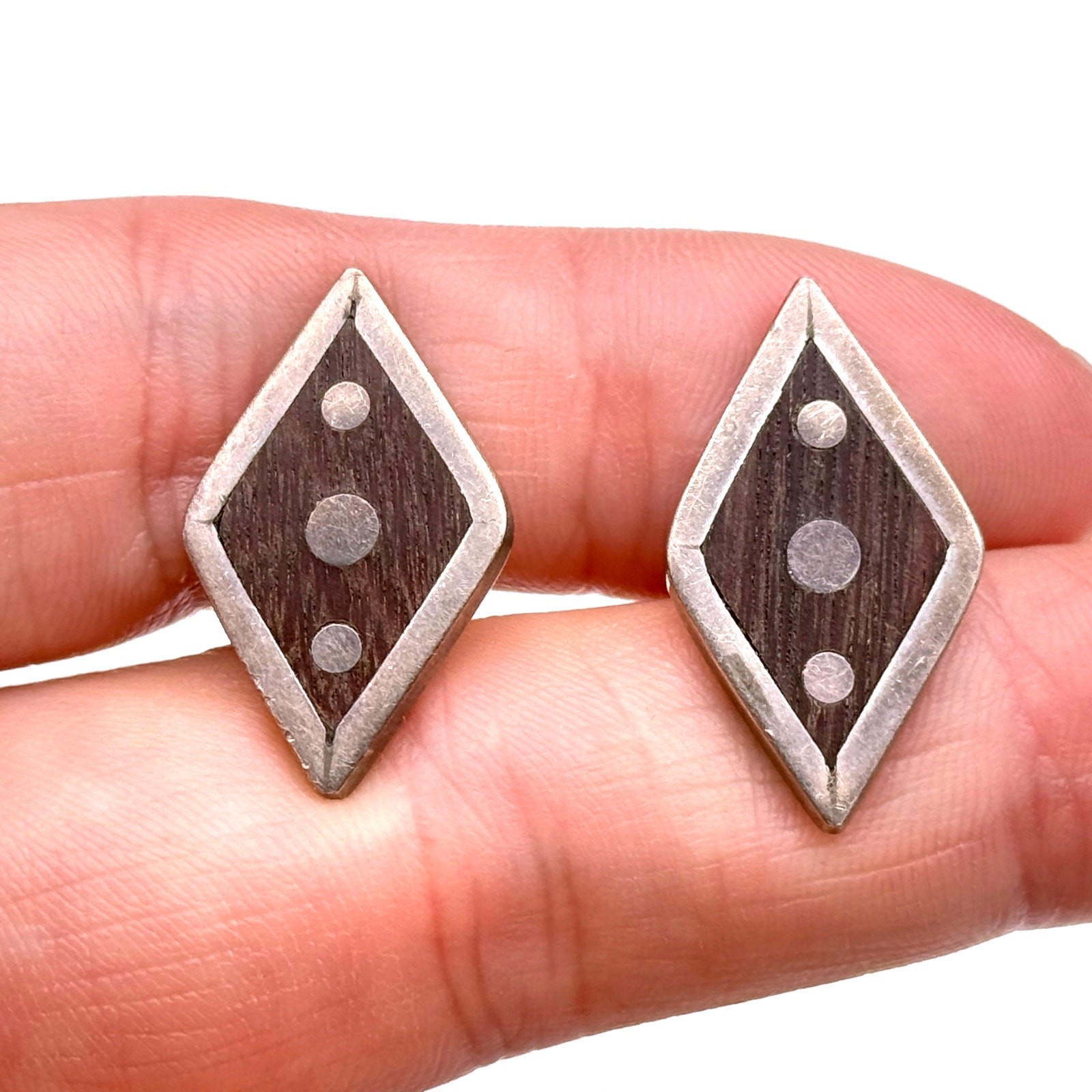 Vintage Wood Sterling Silver Taxco 980 Cufflinks