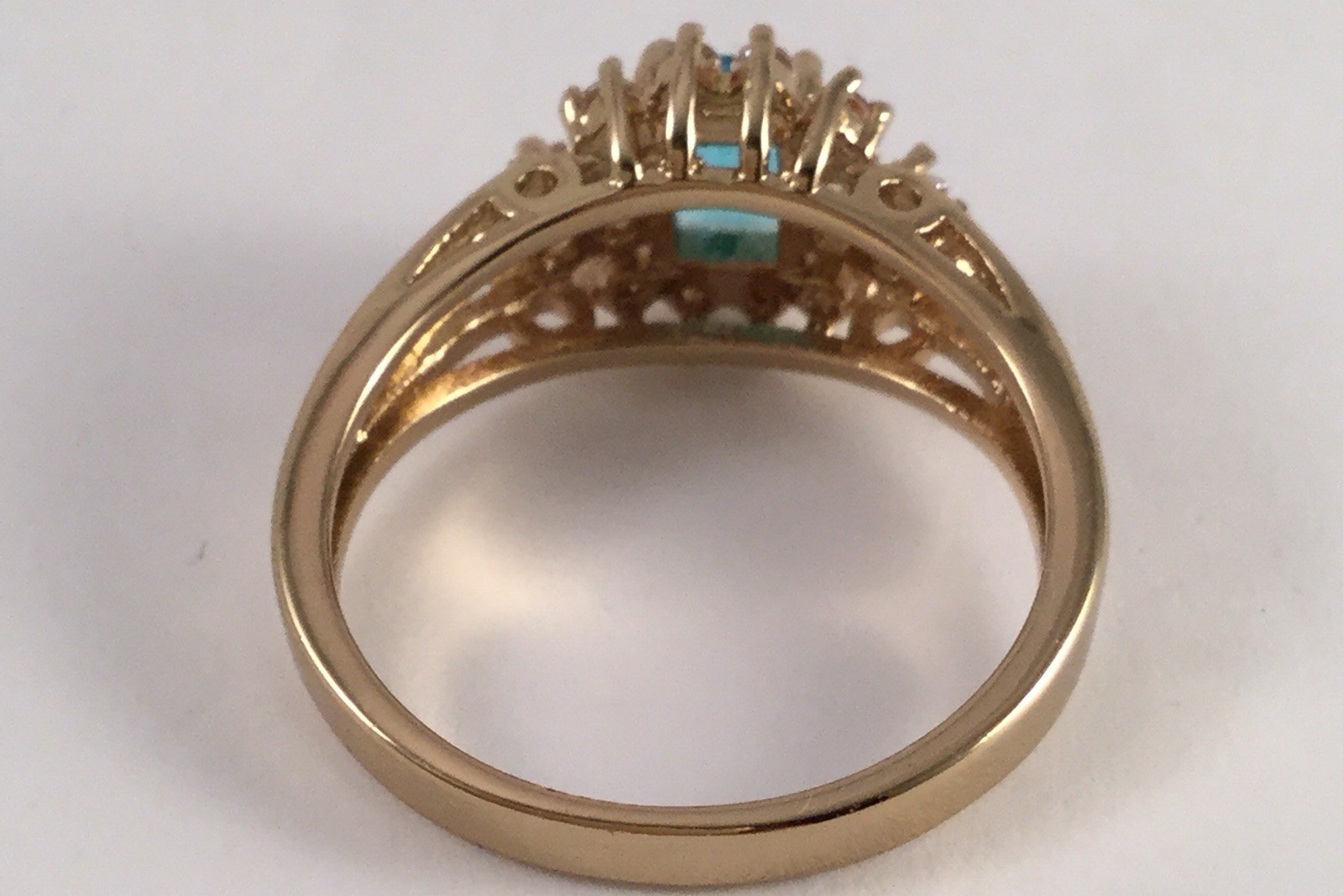 Vintage Jewellery Gold Ring London Blue Topaz White Sapphires Antique Jewelry