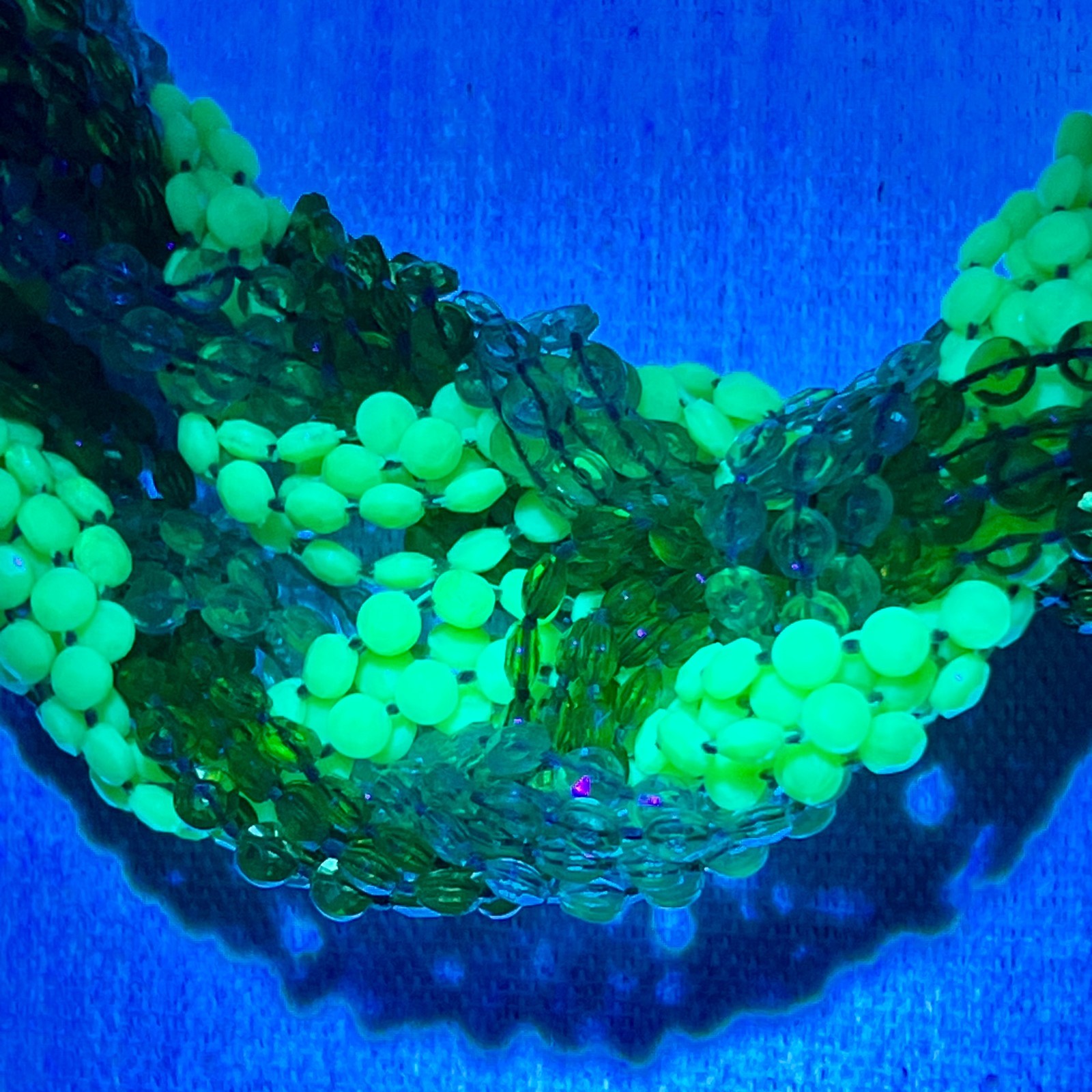 Vintage Bright Green Opera Length Necklace Torsade Twisted Beaded Statement