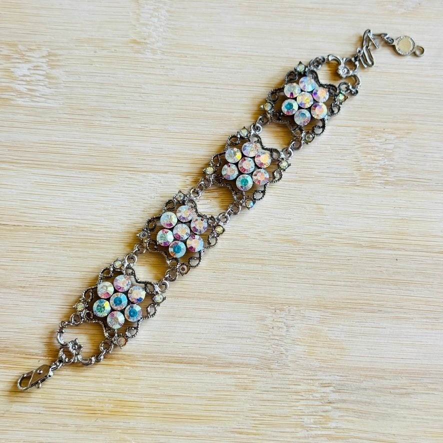 Marianna Jewelry Bracelet Aurora Borealis Austrian Crystal USA Chunky 90s Y2K