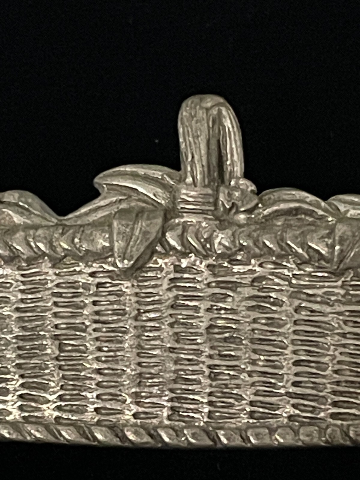 VTG Flower Brooch Pewter Picnic Basket Signed Clift Pin FREE SHIPPING