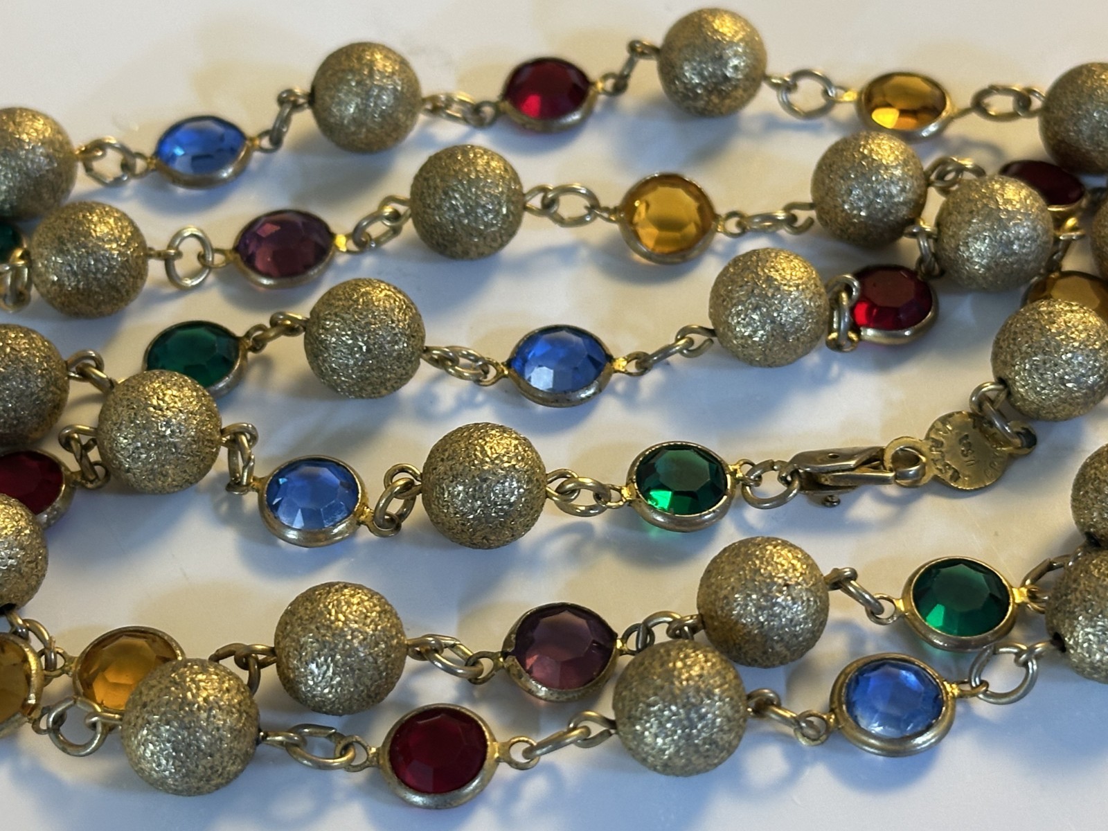 Vintage Austrian Crystal & Gold Beads 35″ Necklace
