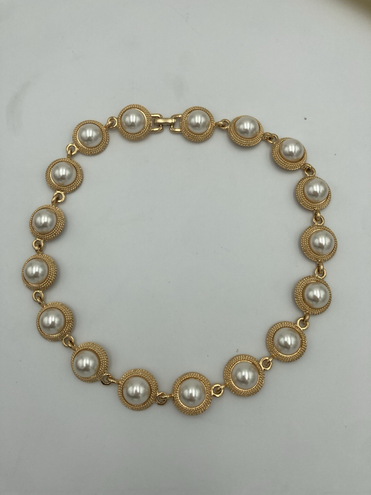Napier Faux Pearl Goldtone Choker 16.5 In Necklace 80s 90s Chunky Unique Vintage