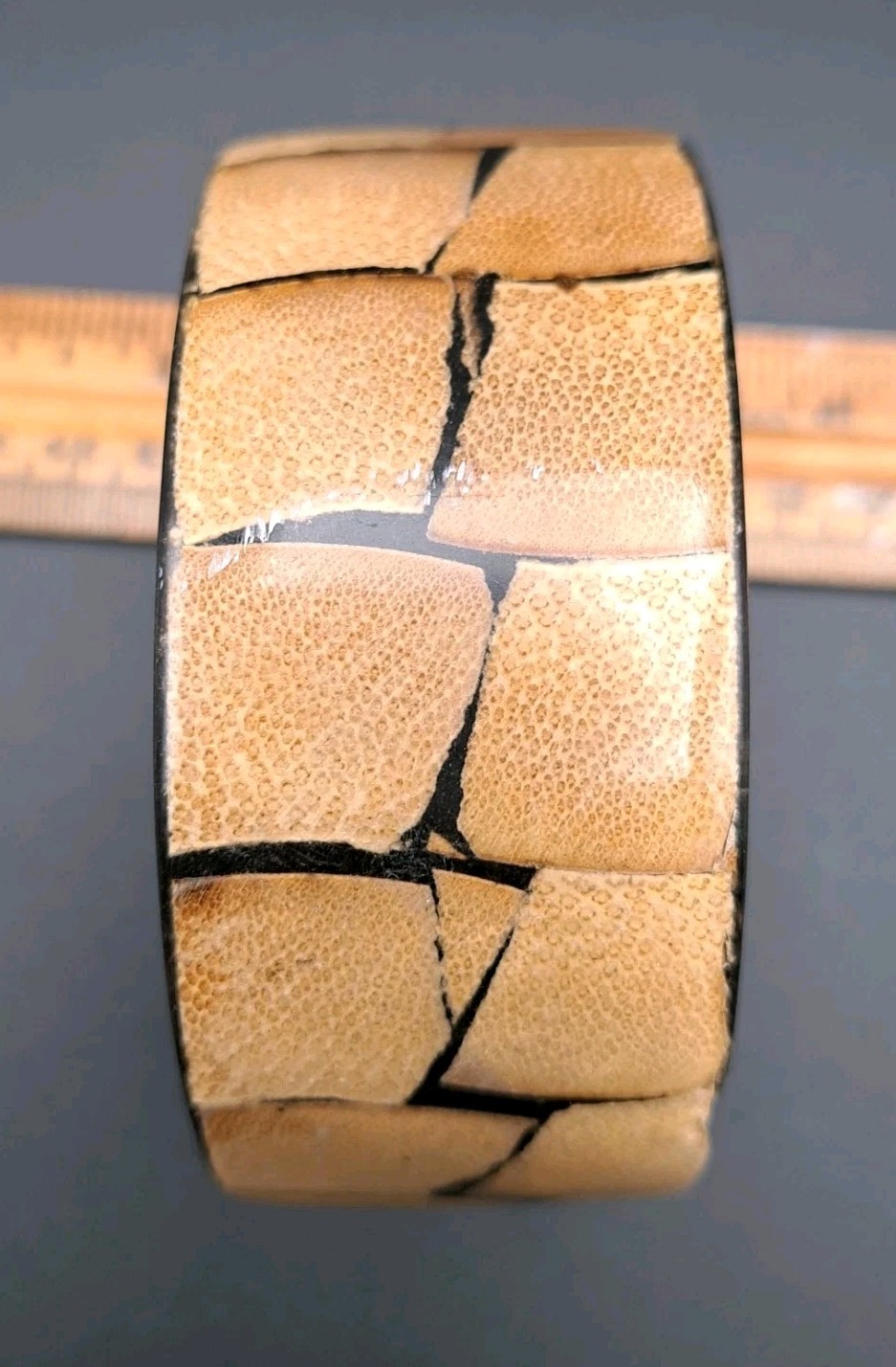 Vintage Wood and Lucite Bangle Bracelet Wide