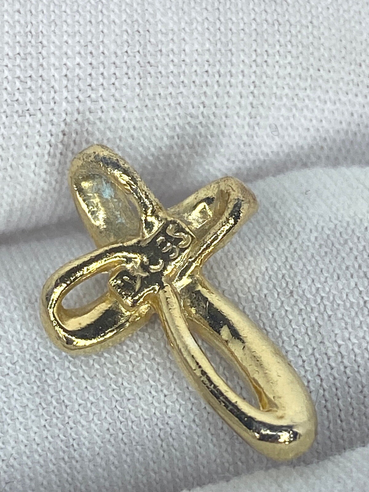 Vintage Cross Pendant May Emerald Layered 18kt Layered Gold Austrian Crystal