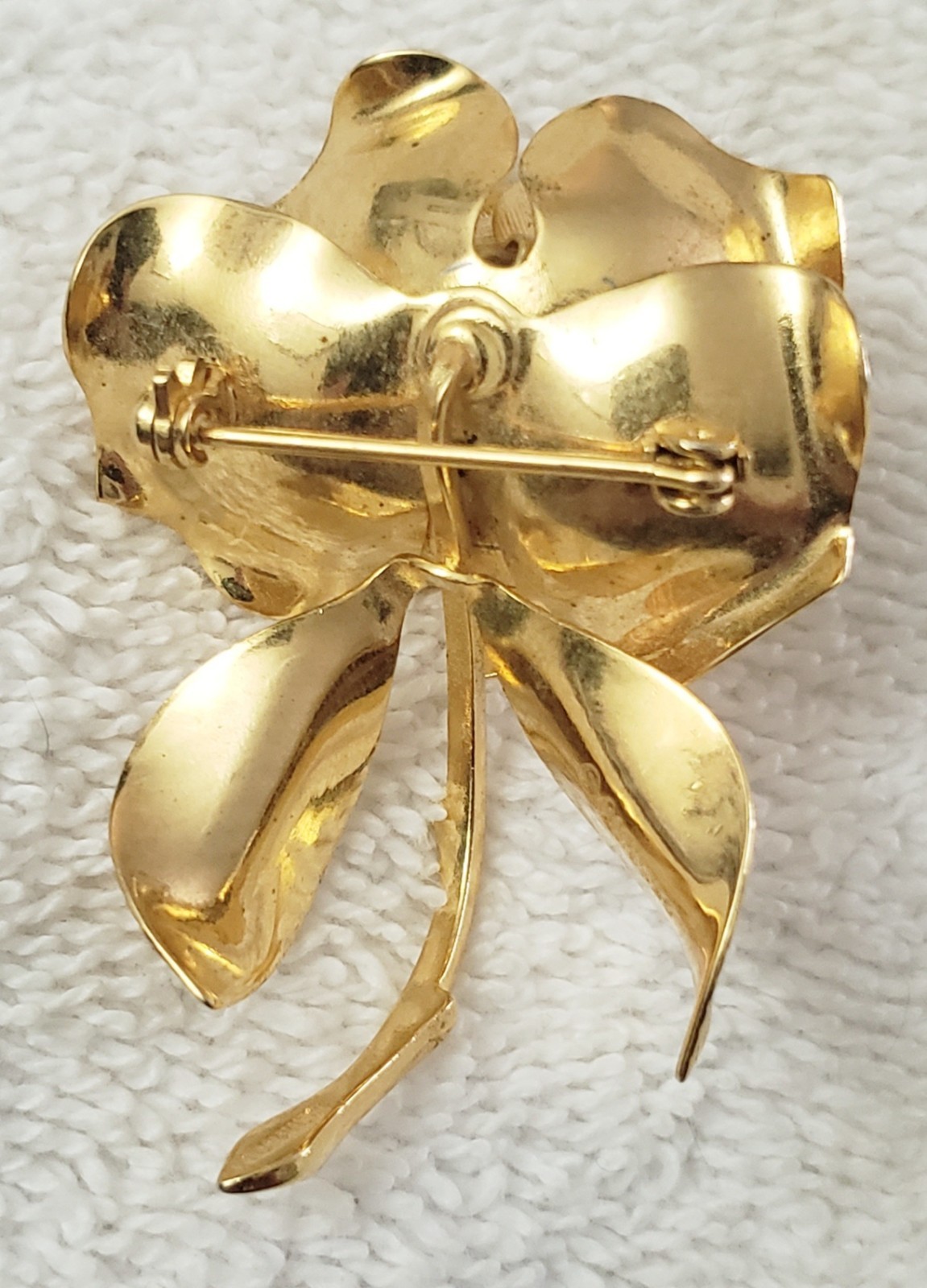 Vintage Cerrito 22kt Yellow Gold Plated Tone Rose Flower Brooch Pin, Signed